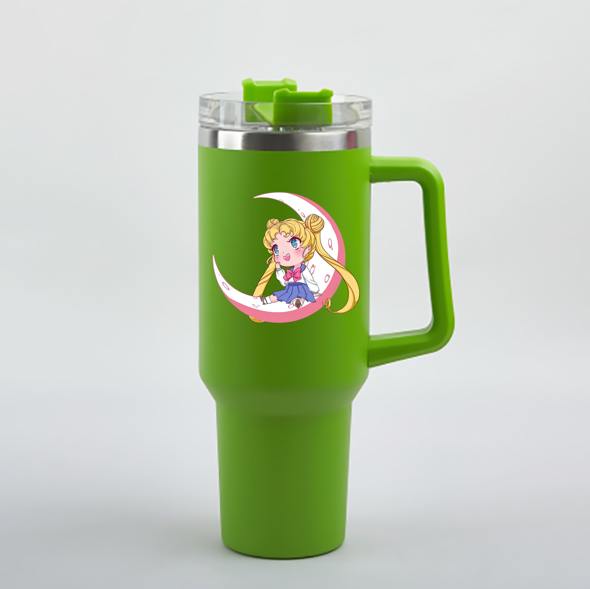（画像用） 美少女戦士セーラームーン 愛野 美奈子 あいの みなこ Sailor Moon Aino Minako 1200mL車用タンブラー - クリスタルステッカー（プラスチックストロー付き）